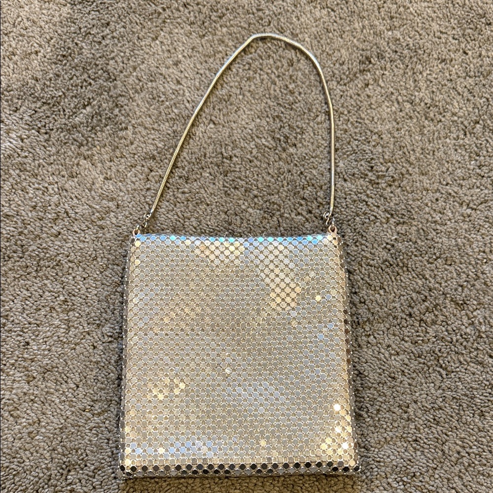New York & Company Silver Mesh Clutch